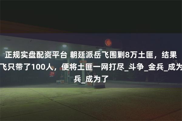 正规实盘配资平台 朝廷派岳飞围剿8万土匪，结果岳飞只带了100人，便将土匪一网打尽_斗争_金兵_成为了