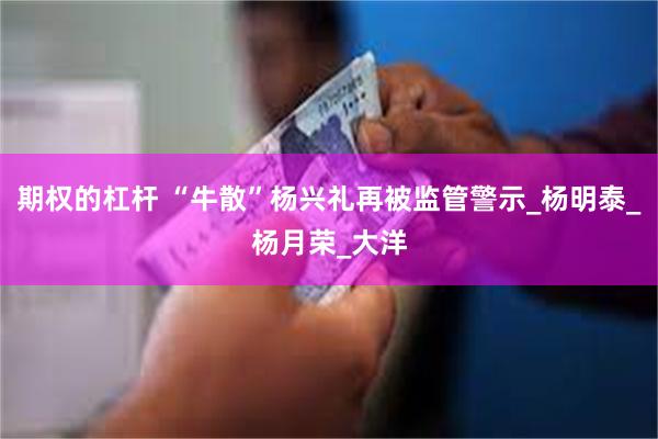 期权的杠杆 “牛散”杨兴礼再被监管警示_杨明泰_杨月荣_大洋