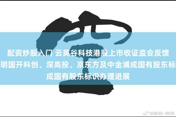 配资炒股入门 云英谷科技港股上市收证监会反馈意见：请说明国开科创、深高投、京东方及中金浦成国有股东标识办理进展